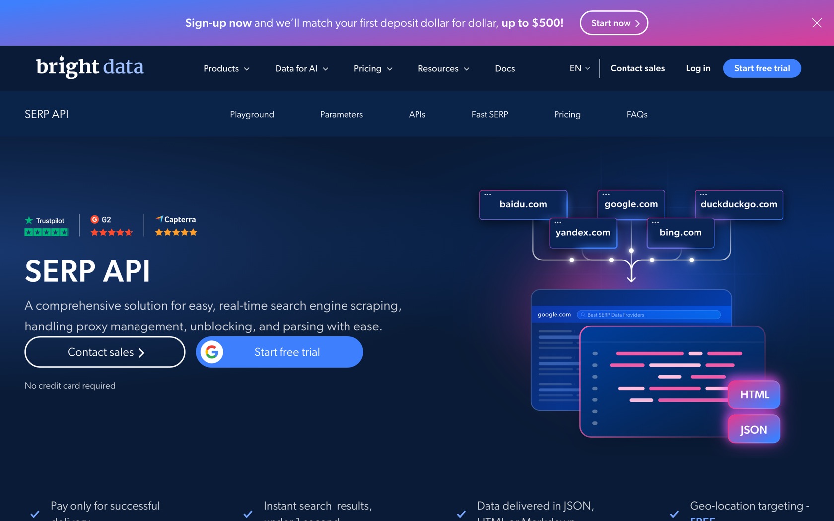 Bright Data SERP API page