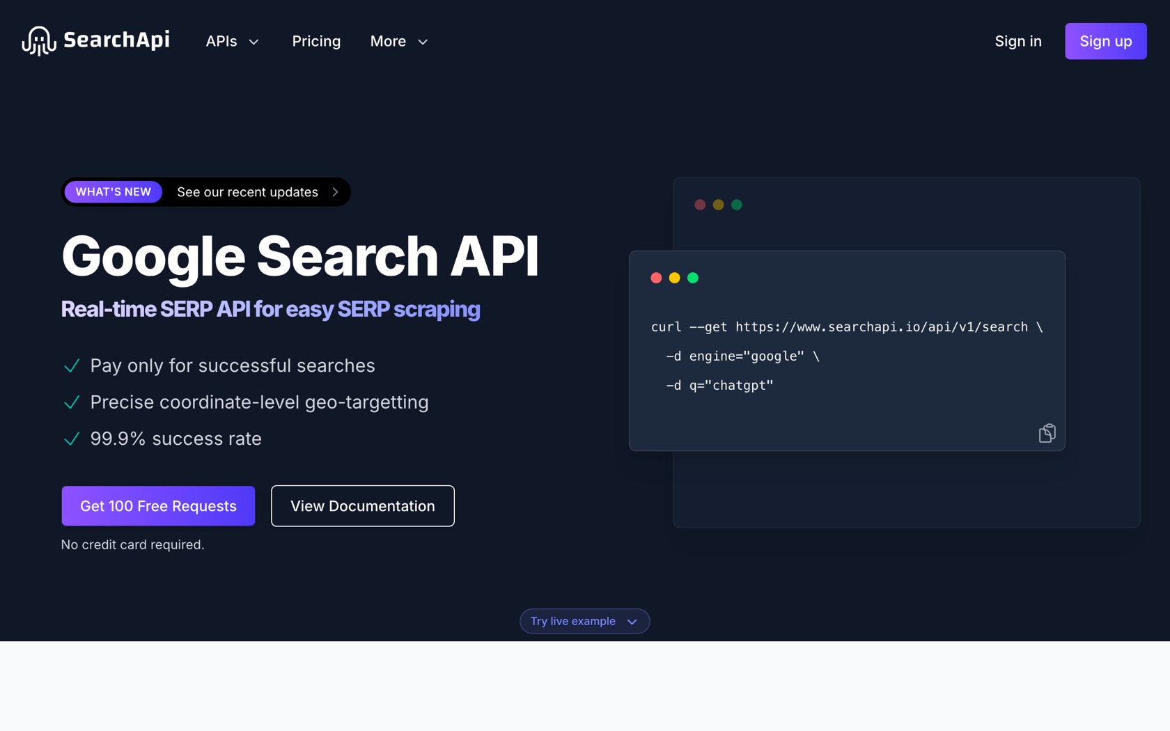 SearchApi homepage