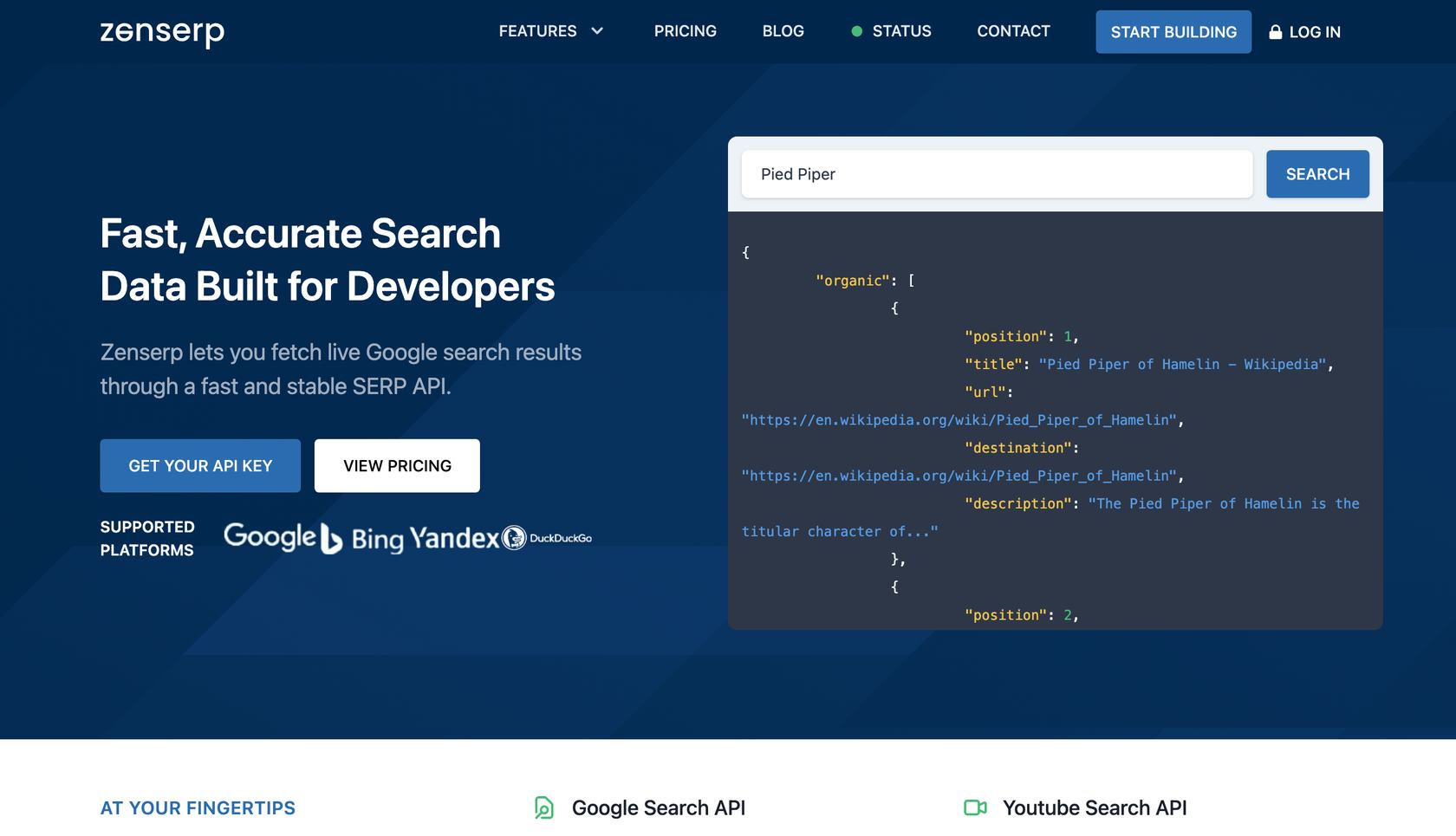 Zenserp homepage